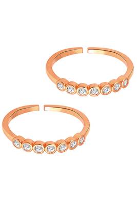 Cubic zirconia studded rose gold plated adjustable toe ring fancy bichiya daily regular jewellery for women 5