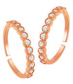 Cubic zirconia studded rose gold plated adjustable toe ring fancy bichiya daily regular stylish jewellery for women