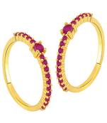 Gold plated rani pink cubic zirconia studded stylish toe ring adjustable bichiya fashion jewellery gift for women