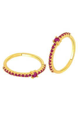 Gold plated rani pink cubic zirconia studded stylish toe ring adjustable bichiya fashion jewellery gift for women 3