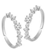 Cubic zirconia studded adjustable toe ring silver plated stylish bichiya fancy daily regular jewellery for women