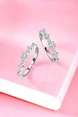 Cubic zirconia studded adjustable toe ring silver plated stylish bichiya fancy daily regular jewellery for women 2