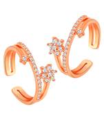 Rose gold plated cz studded adjustable fancy toe ring stylish bichiya daily regular jewellery for women