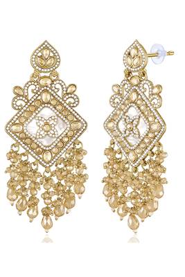 Gold plated crystals & beads studded dangle earrings ethnic jewellery gift for women & girls 1