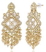 Gold plated crystals & beads studded dangle earrings ethnic jewellery gift for women & girls