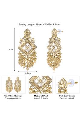 Gold plated crystals & beads studded dangle earrings ethnic jewellery gift for women & girls 4