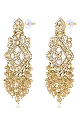 Gold plated crystals & beads studded dangle earrings ethnic jewellery gift for women & girls 5