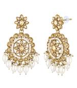 Gold plated crystals & beads studded dangle earrings ethnic jewellery gift for women girls