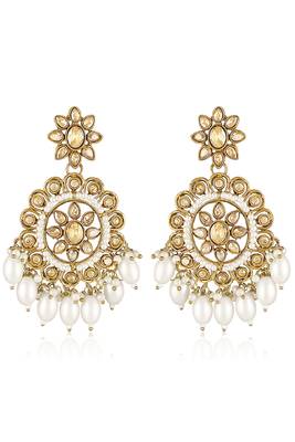 Gold plated crystals & beads studded dangle earrings ethnic jewellery gift for women girls 2