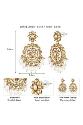 Gold plated crystals & beads studded dangle earrings ethnic jewellery gift for women girls 3