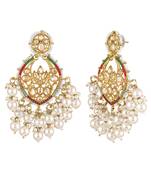 Gold plated champagne crystals & beads studded dangle earrings ethnic jewellery for women