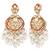 Gold plated crystals & white beads studded dangle earrings ethnic jewellery for women & girls