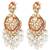 Gold plated crystals & white beads studded dangle earrings ethnic jewellery for women & girls