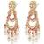 Gold plated faux ruby crystals & beads studded dangle earrings ethnic jewellery for women