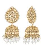 Gold plated crystals & beads studded jhumki earrings ethnic jewellery for women