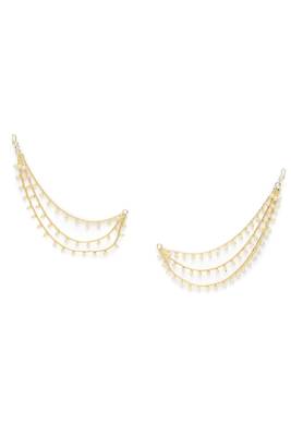 Pearl studded gold plated layered earrings chain fashion jewellery for women & girls 2
