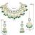 Green kundan & beads studded choker necklace maangtikka & jhumki earrings ethnic jewellery set for women & girls