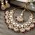 Gold plated kundan & maroon beads studded necklace earrings & maangtikka set ethnic jewellery gift for women