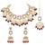 Gold plated kundan & maroon beads studded necklace earrings & maangtikka set ethnic jewellery gift for women