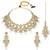 Gold plated champagne crystals & beads studded necklace earrings & maangtikka set ethnic jewellery for women & girls