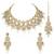 Gold plated champagne crystals & beads studded necklace earrings & maangtikka set ethnic jewellery for women & girls