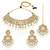 Gold plated champagne crystals & beads studded necklace earrings & maangtikka set ethnic jewellery for women girls