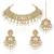 Gold plated champagne crystals & beads studded necklace earrings & maangtikka set ethnic jewellery for women girls