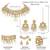Gold plated champagne crystals & beads studded necklace earrings & maangtikka set ethnic jewellery for women girls