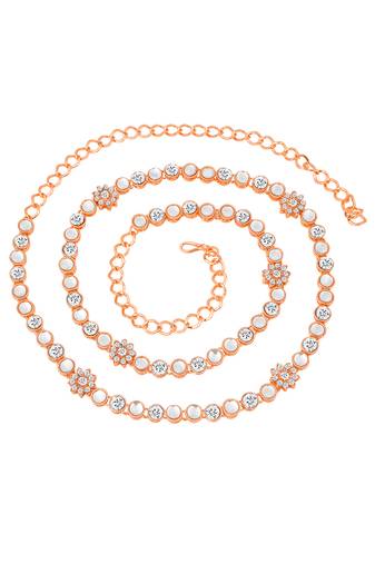 Rose gold gold plated kundan studded belly chain stylish kamarband fashion jewellery for women & women