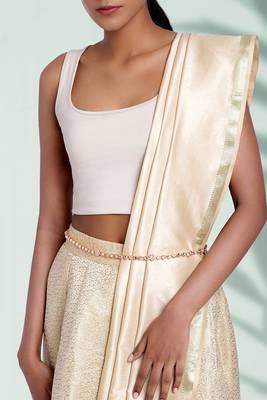 Rose gold gold plated kundan studded belly chain stylish kamarband fashion jewellery for women & women 3