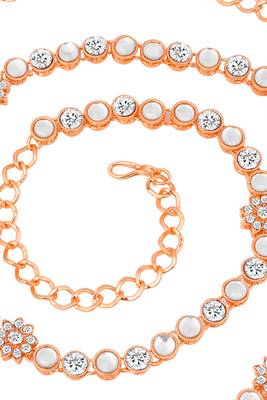 Rose gold gold plated kundan studded belly chain stylish kamarband fashion jewellery for women & women 4