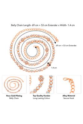 Rose gold gold plated kundan studded belly chain stylish kamarband fashion jewellery for women & women 5