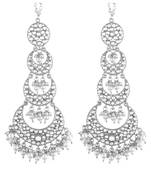 Silver plated kundan & lariya studded long dangle earrings ethnic jewellery for women