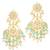 Gold plated kundan & mint beads studded dangle earrings ethnic jewellery gift for women & girls