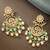 Gold plated kundan & mint beads studded dangle earrings ethnic jewellery gift for women & girls