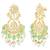Gold plated kundan & mint beads studded dangle earrings ethnic jewellery gift for women & girls