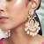 Gold plated kundan & pink beads studded dangle earrings ethnic jewellery gift for women & girls