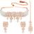 Rose gold plated kundan & beads studded necklace earrings maangtikka set ethnic jewellery for women & girls