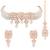 Rose gold plated kundan & beads studded necklace earrings maangtikka set ethnic jewellery for women & girls