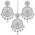 Silver plated kundan & lariya studded maangtikka & dangle earrings set ethnic jewellery for women girls
