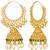 Green crystals & beads studded gold plated jhumka earrings ethnic jewellery for women & girls