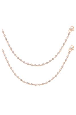 Rose gold plated anklet cubic zirconia studded fancy payal stylish fashion jewellery for women & girls 1