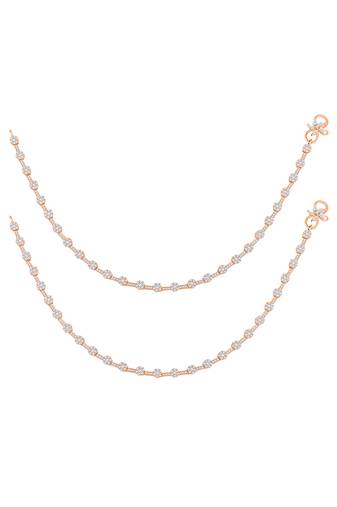Rose gold plated anklet cubic zirconia studded fancy payal stylish fashion jewellery for women & girls