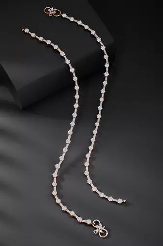 Rose gold plated anklet cubic zirconia studded fancy payal stylish fashion jewellery for women & girls