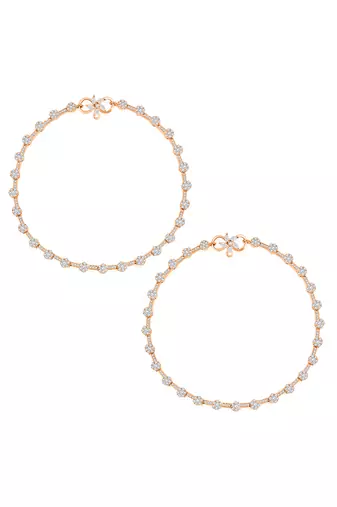 Rose gold plated anklet cubic zirconia studded fancy payal stylish fashion jewellery for women & girls