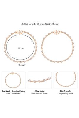 Rose gold plated anklet cubic zirconia studded fancy payal stylish fashion jewellery for women & girls 5