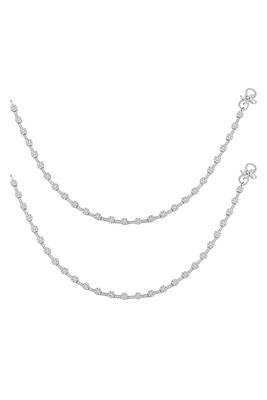 Silver plated anklet cubic zirconia studded fancy payal stylish fashion jewellery for women & girls 1