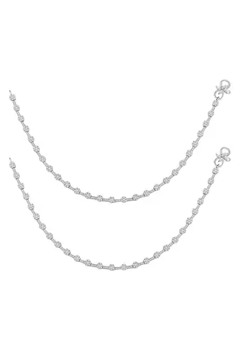 Silver plated anklet cubic zirconia studded fancy payal stylish fashion jewellery for women & girls