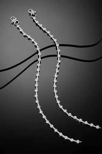 Silver plated anklet cubic zirconia studded fancy payal stylish fashion jewellery for women & girls