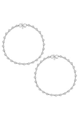 Silver plated anklet cubic zirconia studded fancy payal stylish fashion jewellery for women & girls 4